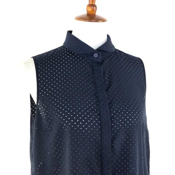 O’2nd Barneys Navy Perforated Sleeveless Blouse - Picture 2 of 6